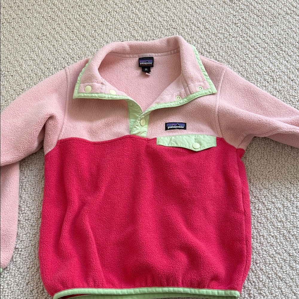 Patagonia Kids' Pink and Red Fleece Hoodie